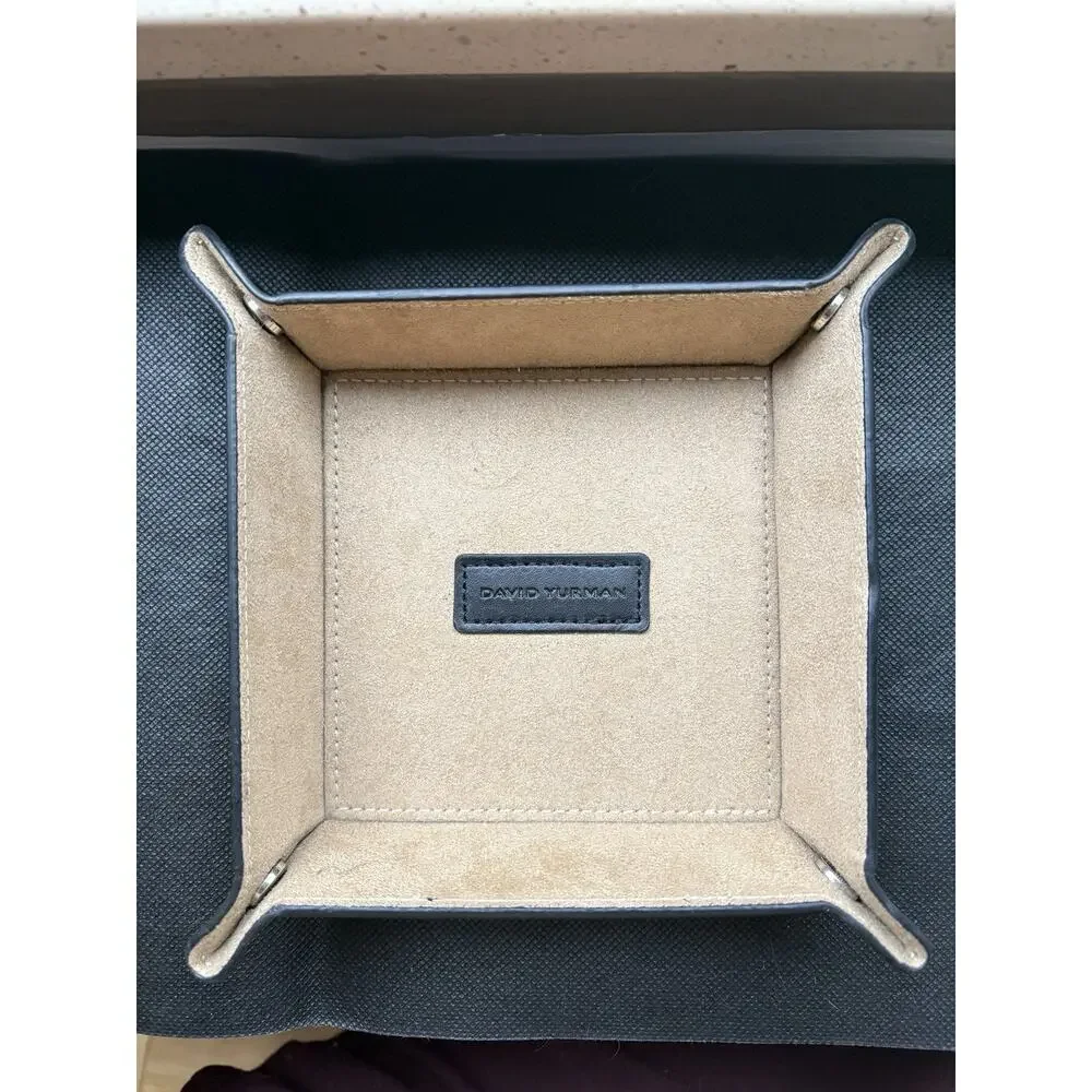 Vintage David Yurman Black Leather Jewelry Valet Tray Black Tan Suede RARE